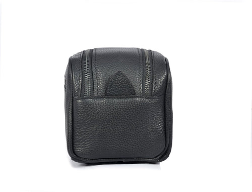 10" Premium Leather Toiletry Travel Pouch With Waterproof Lining | King - Size Handcrafted Vintage Dopp kit By Aaron Leather Goods (Jade Black)