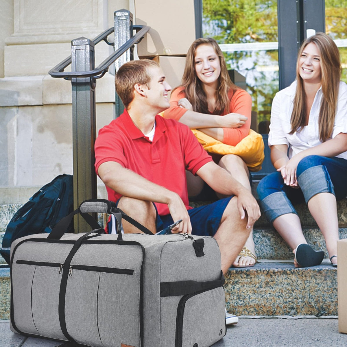 120L Travel Duffle Bag for Men, Large Foldable Duffel Bag for Travel with Shoe Compartment Overnight Weekender Bag Gym Bag for Men Women Waterproof & Tear Resistant (Gray, 120L)