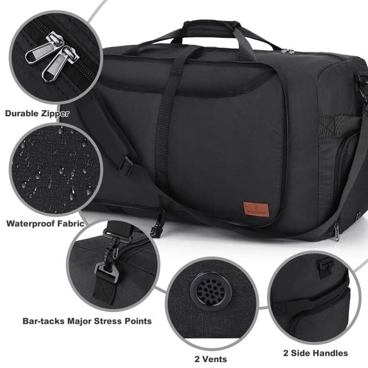 150L Large Waterproof Bag for Men Travel, Extra Large Trave Duffle Bag with Shoe Compartment for Men Women, Foldable Duffle Bag for Traveling, Gym Bag, Water Resistant & Tear - Resistant, Black