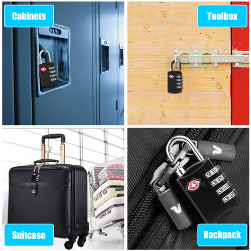 2 Pack 4 Digit TSA Luggage Locks, Diyife Outdoor Waterproof Padlock, Combination Lock for Backpack, Locker, Gate, Toolbox, High - Strength Zinc Alloy Steel - Black & White
