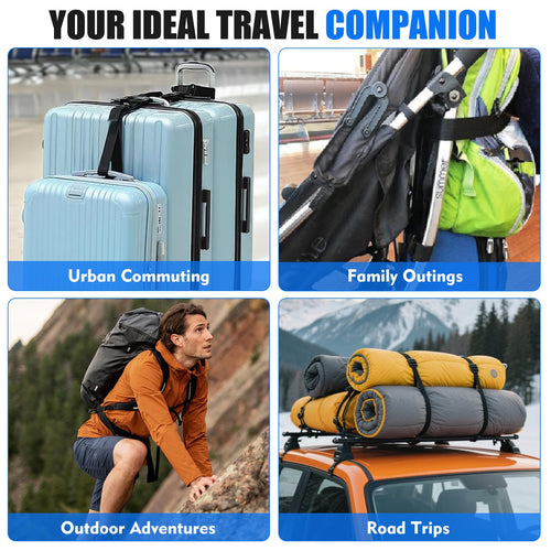2 Pack Luggage Straps for Suitcases, Luggage Straps to Connect Two Suitcases, Adjustable T - Type and Normal Suitcase Straps for Connect 3 Luggage Together (Black)