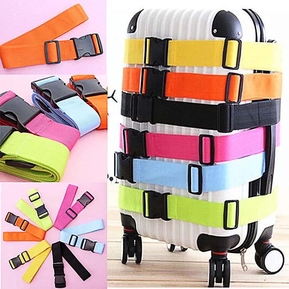 2 Pack Suitcase Belts, Adjustable Luggage Straps, Bright Colors Travel Packing Straps with Quick Release Buckle (Rainbow)
