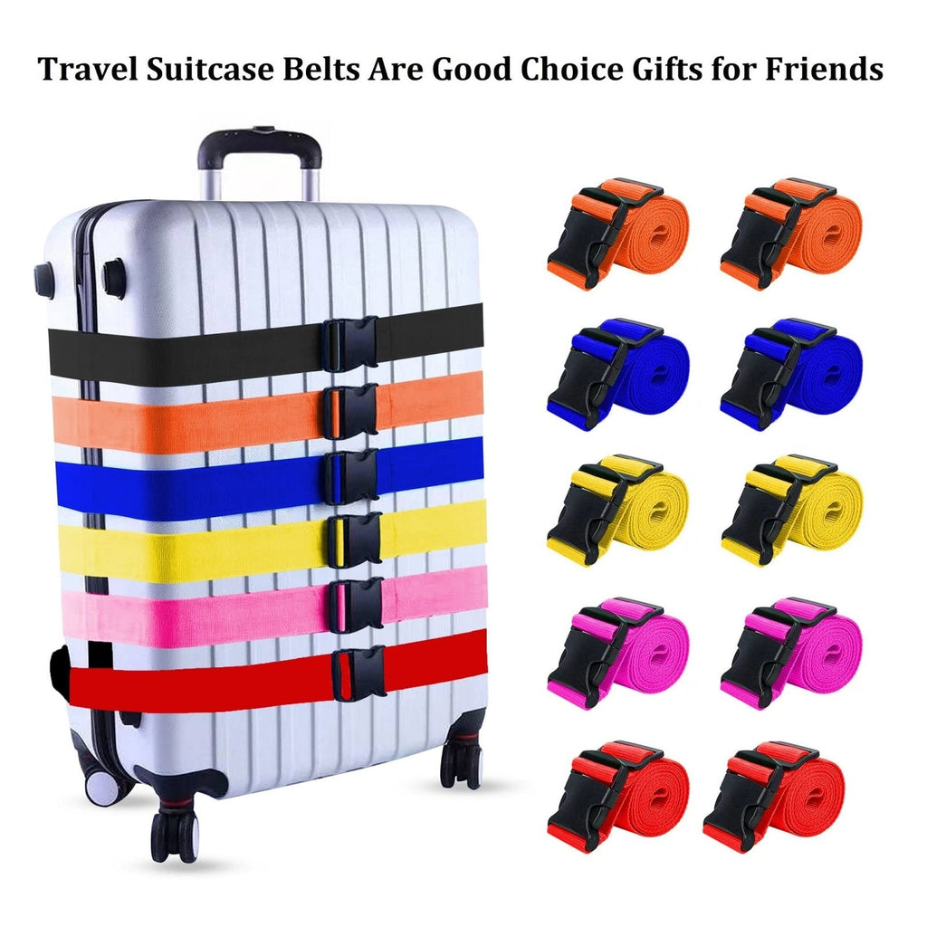 2 Pack Suitcase Straps, Bright Color Adjustable Luggage Belts, TSA Approved (Black)