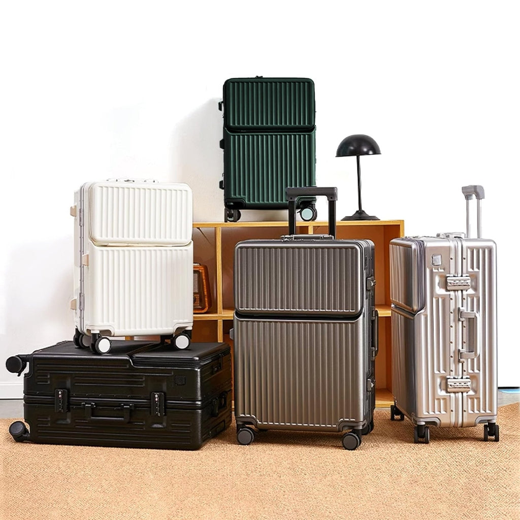 2 - Piece Hardshell Zipperless Luggage Set, 20/26" Aluminum Frame Hardshell Spinner Luggage, Airline Approved Carry - On Luggage, TSA Lock, 360° Quiet Wheels With Cup Holder (green)