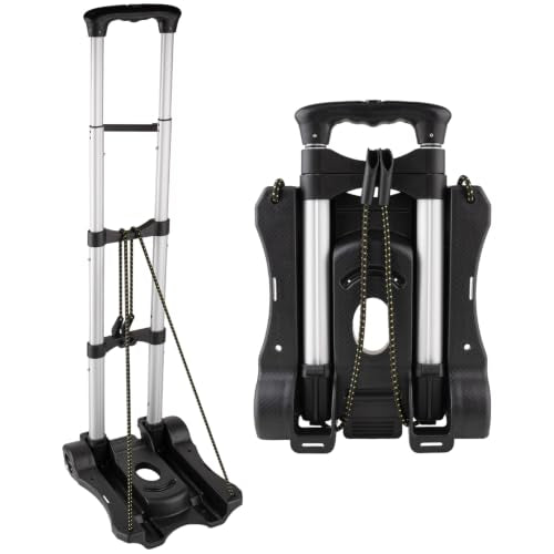 2 Wheels Foldable Luggage Cart with Retractable Handle and Elastic Rope
