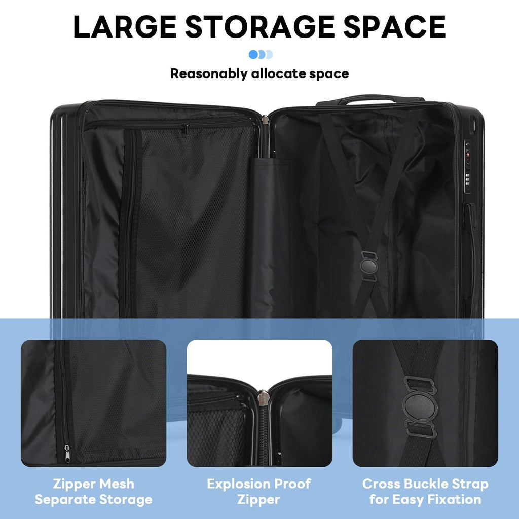 20Inch Carryon Luggage Carryon with CupHolder & USBPort, Hardside Smart Luggage with Airline Approved TSA Lock, Lightweight carryon luggage 21.6"x14.3"x9.4" airline approved 360° Spinner Double Wheels