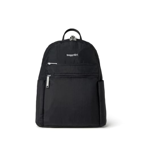 Baggallini Securtex® Anti-theft Vacation Travel Backpack 10x13 Slash-Resistant Nylon Daypack w/RFID, Black