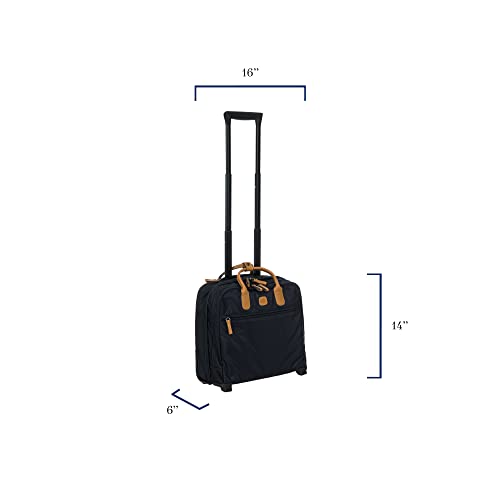 Bric's X-Travel 2.0 Rolling Carry-On 16 x 13.7 x 6 Inch, Water-Resistant Underseat Bag with Silent Wheels, Retractable Handle and Laptop Pocket - Navy