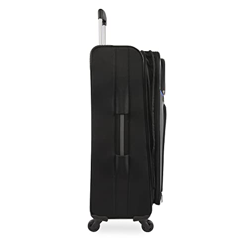 Nautica Seascape Collection 4pc Softside Luggage Set, Black/Blue