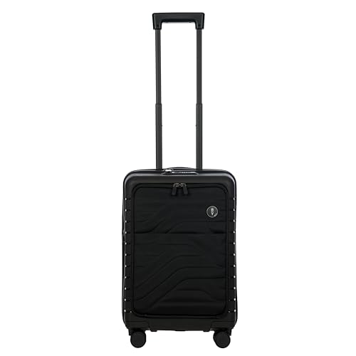 Bric's B|Y Ulisse Carry-On Luggage with Spinner Wheels – Airline Approved Hard Shell Suitcase, TSA Combination Lock & USB Port - Removeable Wash Bag Included - 21 Inch with Front Pocket, Black