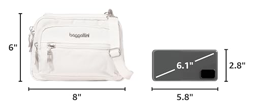 Baggallini Triple Zip Small Crossbody Bag for Women - 8x6 inch Convertible Fanny Pack Belt Bag - Lightweight Water-resistant