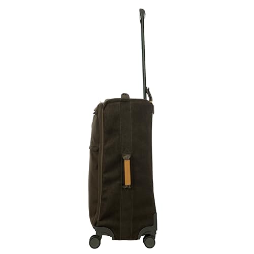 Bric's Life Tropea Check In Spinner Luggage - Luxury Lightweight Suitcase with Spinner Wheels and Faux Suede Finish - 28", Olive