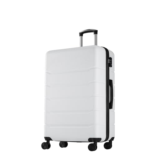 NEWBULIG 20 Inch Carry On Luggage, ABS Hard Shell Lightweight Rolling Expandable Suitcase with Double Spinner Wheels & TSA Lock, Travel Suitcase for Business Trips and Short Vacations, White