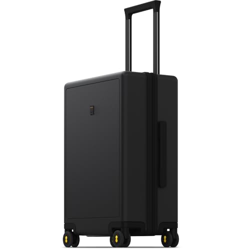 LEVEL8 Hard Shell Carry on Luggage Airline Approved, Carry-on Suitcases with Wheels, Lightweight Luminous Textured Hardside Travel Bag with Tsa Lock, 20 Inch, Black