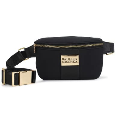 BADGLEY MISCHKA Sage Scuba and Vegan Leather Belt Bag | Fanny Pack | Sling (Burgundy)