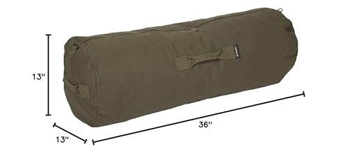Stansport Zippered Canvas Deluxe Duffel Bag - O.D. Green (1230) 36" H x 21" W