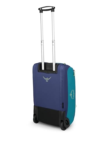 Osprey Daylite 40L Wheeled Carry On Collapsible Travel Duffel Bag, Lightweight Rolling Suitcase, Blue Spikemoss/Alkaline
