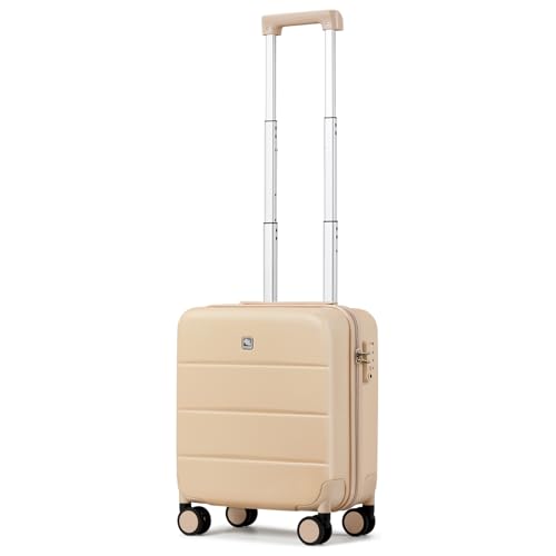 Hanke 16 Inch Underseat Carry On Luggage with Wheels Hard Shell Mini Small Suitcases Carry On Bag for Airline Approved TSA Luggage Lightweight Travel Suitcase(Cuba Sand)