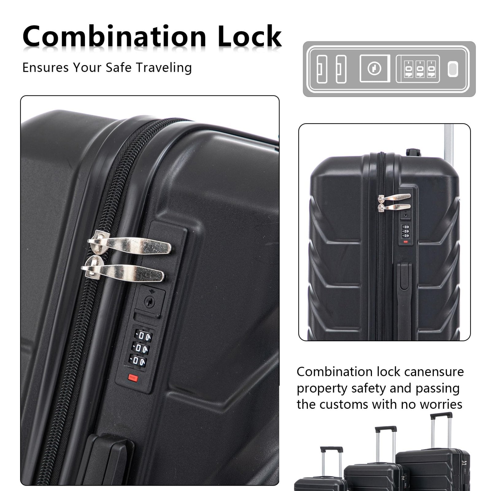 3 - Piece ABS Hardshell Suitcase Set – Lightweight, Tough & Scratch - Resistant