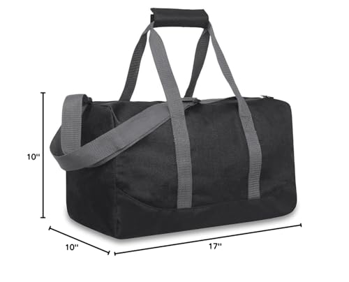 30 Liter, 17 Inch Canvas Duffle Bags for Men and Women – Travel Weekender Overnight Carry - On Shoulder Duffel Tote Bags (Black)