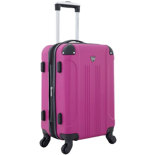 Travelers Club Chicago Hardside Expandable Spinner Luggage, Fuchsia, 22" Carry-On