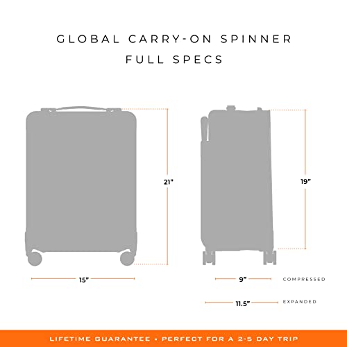 Briggs & Riley Global 21" Carry On Expandable Spinner - Luggage for International Travel, Suitcases with Wheels, Softside Rolling Bag for Men & Women, Self-Repairing Zipper - Baseline Collection, Navy