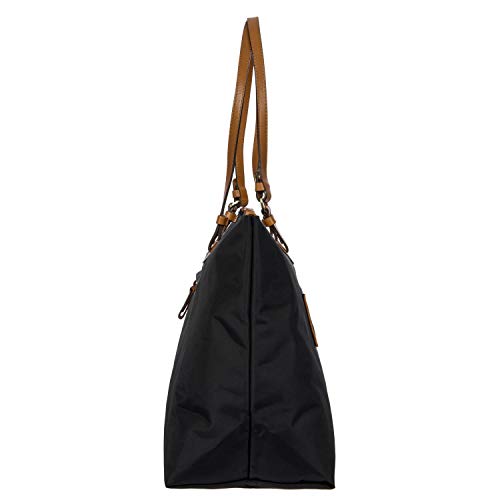 Bric's X-Collection Sportina Large 3-in-1 Tote Bag - Water-Resistant Recycled Nylon Travel Carry-On Bag with Adjustable Strap and Luggage Pass-Through - Detachable Pouch Included - Black