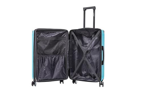Rockland Costa Mesa 3 Piece Luggage Set, 2 Piece Hard Case Upright Luggages with Spinner Wheels and a 14" Polyester Tote Bag, (20"/24"/14" Tote), Turquoise