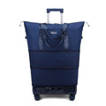 Dufanxi Expandable Rolling Travel Bag with Removable Wheels & Handle, Large Capacity Wheeled Duffle Tote, Foldable Carry On Luggage for Women, Lightweight Weekender Overnight Bag (DarkBlue)