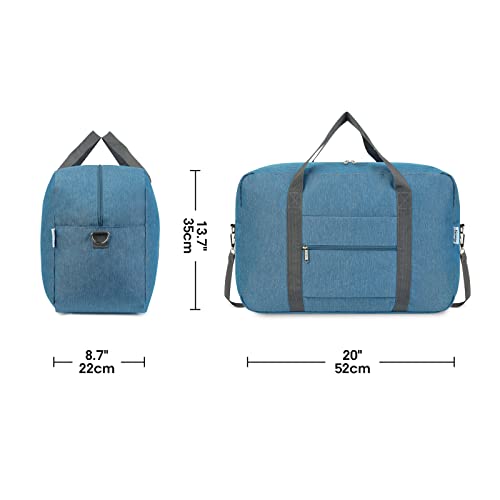 Narwey Carry on Luggage 22x14x9 Airline Approved Foldable Duffle Bag for Travel Packable Duffel Bag for Traveling Airplane for Women and Men 40L (Navy Blue (With Shoulder Strap))