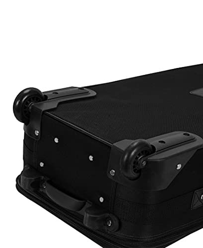 Rockland Vara Softside 3-Piece Upright Luggage Set,Expandable, Black, (20/22/28)