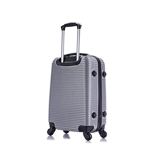 InUSA ROYAL Hardside Luggage with Ergonomic Handles | Spacious Travel Suitcase with Four Spinner Wheels and Studs | 20 Inch Hardside Carry-On Spinner Luggage | Silver