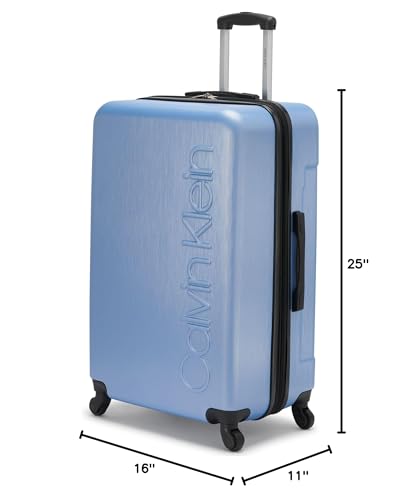 Calvin Klein Women's Hard Side Upright Luggage Spinner Light Weight Suitcase, Forever Blue, Large