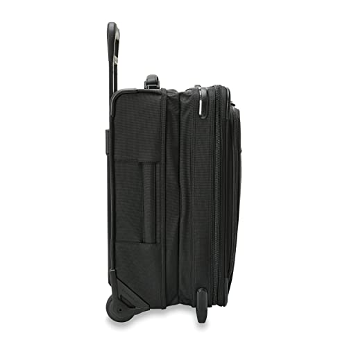 Briggs & Riley Global 2-Wheel Expandable Carry On - Luggage for International Travel, Suitcases with Wheels, Softside Rolling Bag for Men & Women, Self-Repairing Zipper - Baseline Collection, Black