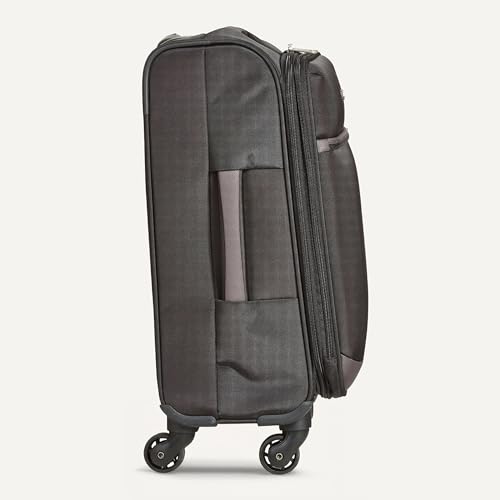 Amazon Basics 18" Medium Carry-On Softside Expandable Suitcase with 360-Degree Spinner Wheels, Telescoping Handle, Zippered Pocket and Straps, Black
