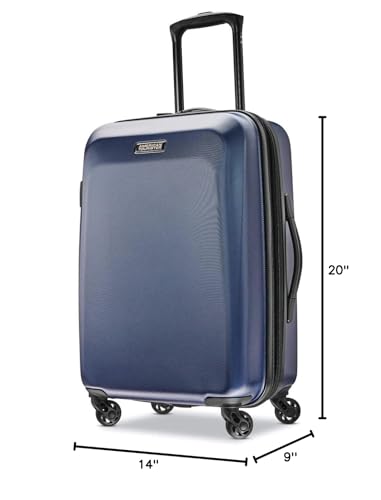 American Tourister Moonlight Hardside Expandable Luggage with Spinner Wheels, Navy, Carry-On 21-Inch