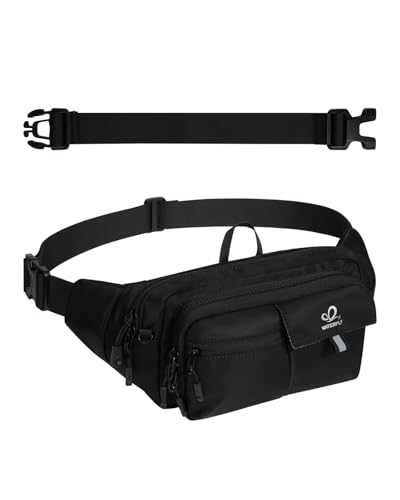 WATERFLY Fanny Pack Waist Bag: 3L Waist Pack with Anti-Theft RFID Blocking, 9 Pockets & Adjustable Belt Water Resistant Hip Pack for Women Men Travel Hiking Running