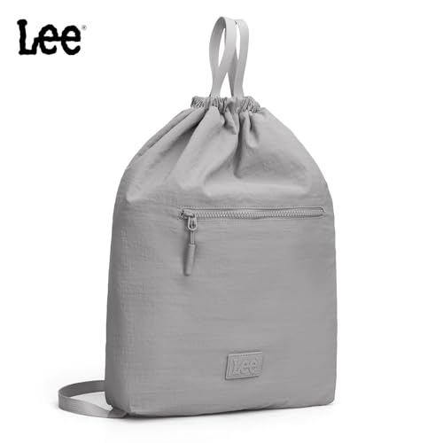 Lee Drawstring Backpack Bag Lightweight Small Gym Swim Beach Bag Water Resistant Sports Sackpack for Men Women, LEE48-002GY