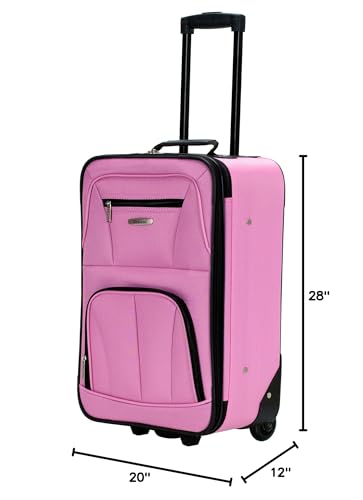 Rockland Fashion Softside Upright Luggage Set, Expandable, Pink, 4-Piece (14/19/24/28)