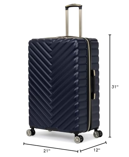 Kenneth Cole REACTION Madison Square Lightweight Hardside Chevron Expandable Spinner Luggage, Navy, 28-Inch Checked