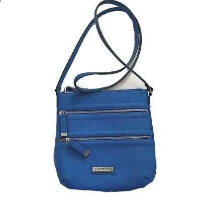 Calvin Klein Saffiano Leather Cross Body Messenger Bag - Cornflower Blue