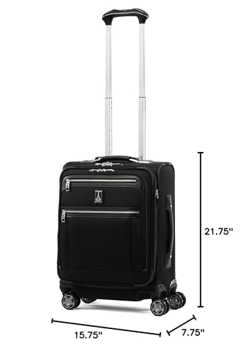Travelpro Platinum Elite Softside Expandable Carry on Luggage, 8 Wheel Spinner Suitcase, USB Port, Men and Women, International, Shadow Black, Carry On 19-Inch