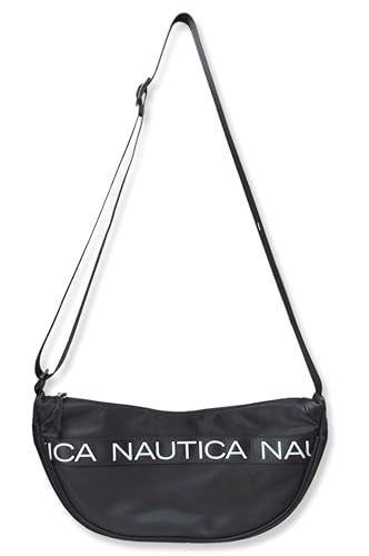 Nautica Beanbag Crescent Shoulder Waist Travel Fanny Pack Carry On, Black (One Size)