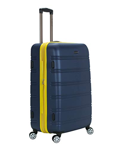 Rockland Melbourne Hardside Expandable Spinner Wheel Luggage, Checked Large 28", Navy