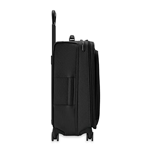 Briggs & Riley 26" Medium Expandable Spinner - Checked Luggage for Travel, Suitcases with Wheels, Softside Rolling Bag for Men & Women, Self-Repairing Zipper - Baseline Collection, Black