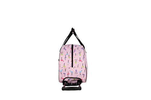 Betsey Johnson Designer Carry On Luggage Collection - Lightweight Pattern 22 Inch Duffel Bag- Weekender Overnight Business Travel Suitcase with 2- Rolling Wheels (Colorful Flamingo)