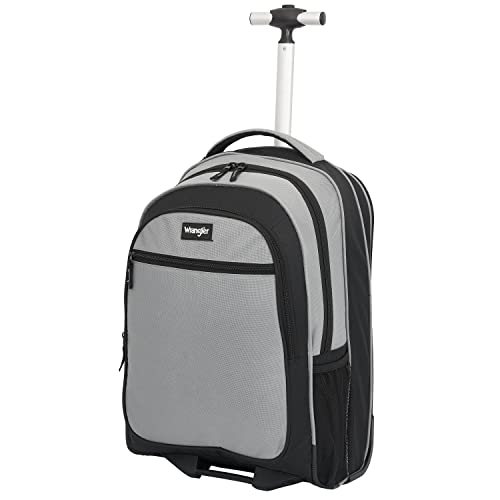 Wrangler Travel Duffel or Backpack Dobson Set, Charcoal, 19" Rolling Backpack
