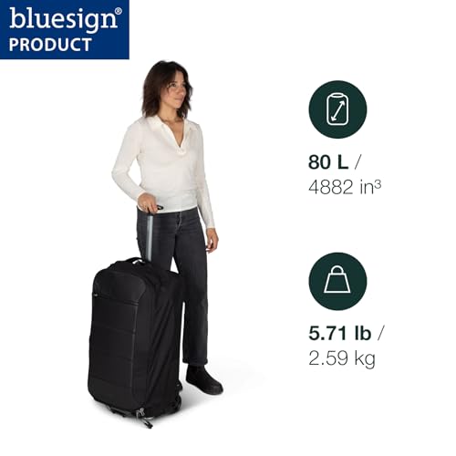 Osprey Ozone 2-Wheel 80L/27 Checked Luggage - Lightweight Rolling Bag with High Clearance and Oversized Wheels - Travel Suitcase with Mesh Organization, Trolley Handle and Add-a-Bag Strap, Black