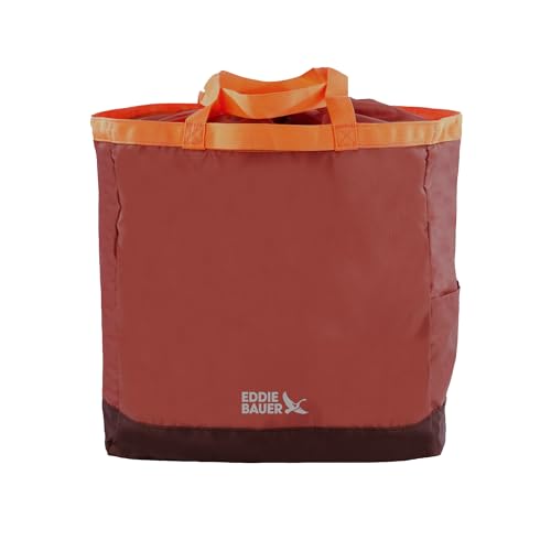 Eddie Bauer Stowaway Packable Tote Bag | Reusable | Travel | Lightweight | Compact | Foldable | Large Capacity | Ripstop Nylon | 25L - Maroon