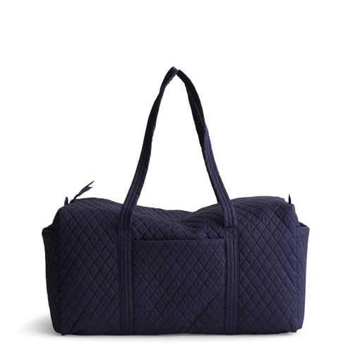 Vera Bradley Women's Premium Cotton Large Original Duffel Bag – Carry On Weekender Travel & Gym Bag – Peacoat, 58L